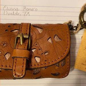 Patricia Nash Women's Handbag/Wallet Brown Floral Snap Cut Out Chain Micro New